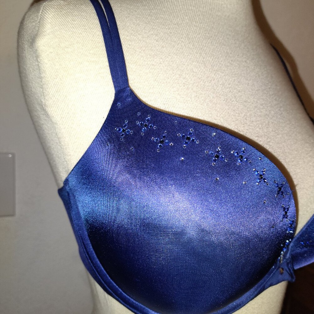 Victoria's Secret Size 34 DD Very Sexy Push-Up Bra Dark Blue Sexy Sparkle - Picture 3 of 7
